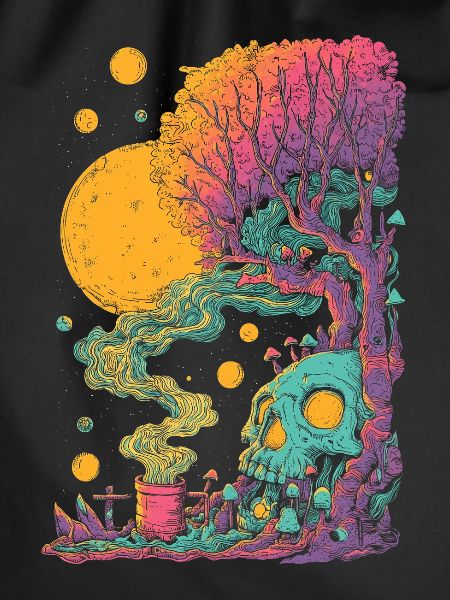 Psychedelischer Baumskull im Kosmos