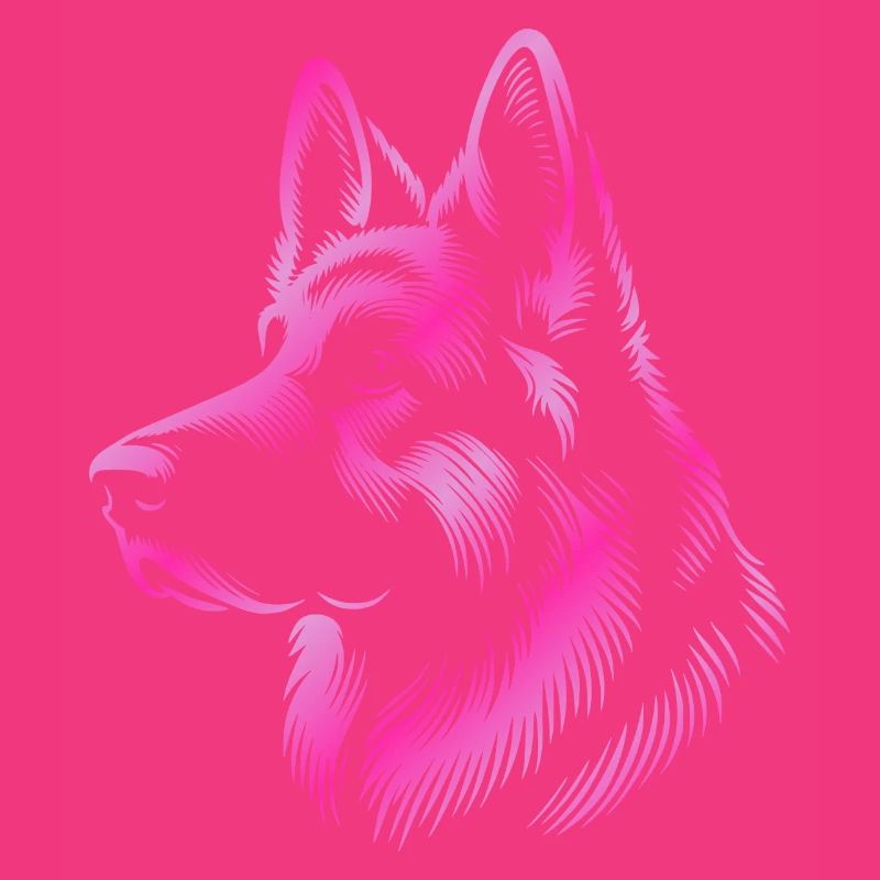 German Shepherd head pink