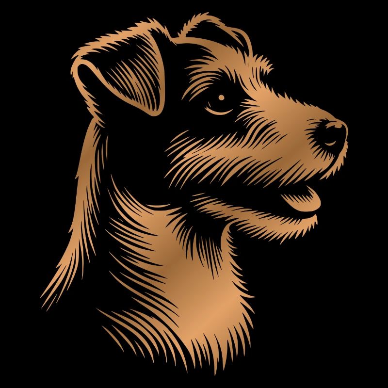 Russell Terrier drawing head bronze, gold