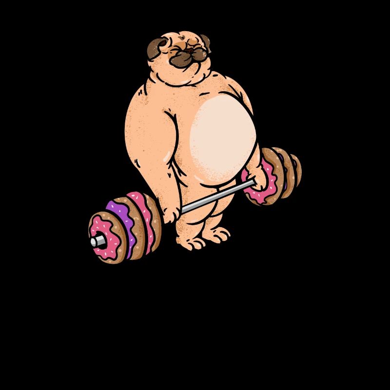 Donut-Kreuzheben-Mops - lustiger Eignungs-Bodybuilder-Hund