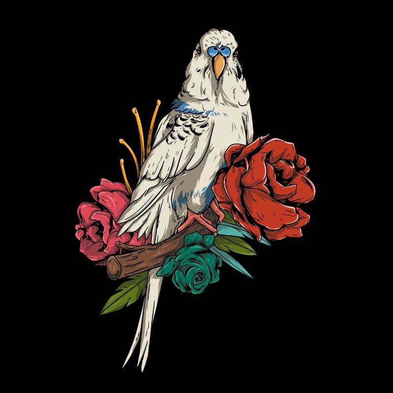 Perruche &Fleurs - Mignon Nature Budgerigar Bird