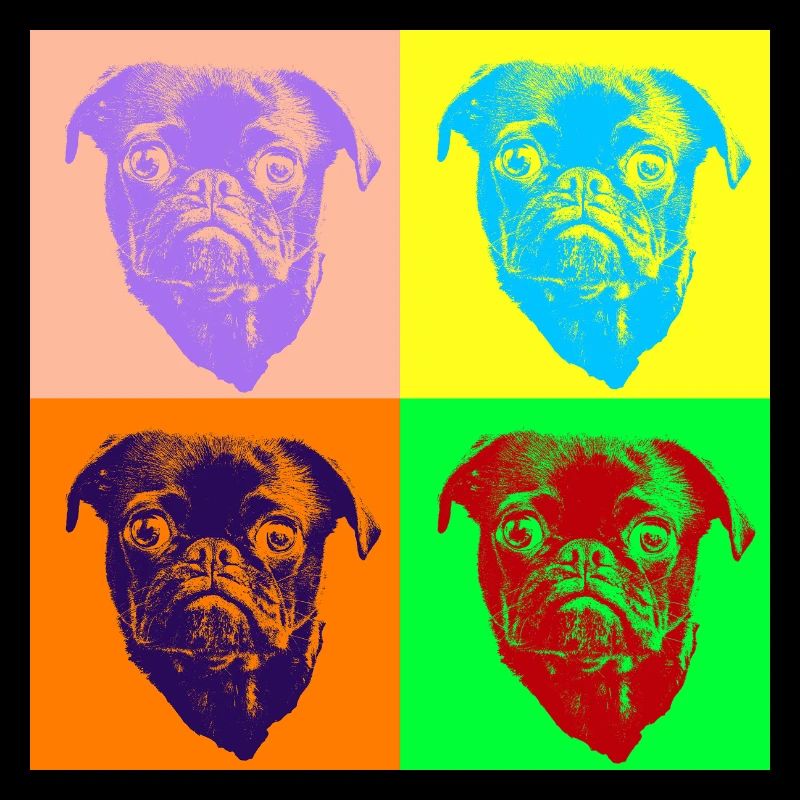 Pop Art Style Sweet Pug Dog Head - Gift Idea