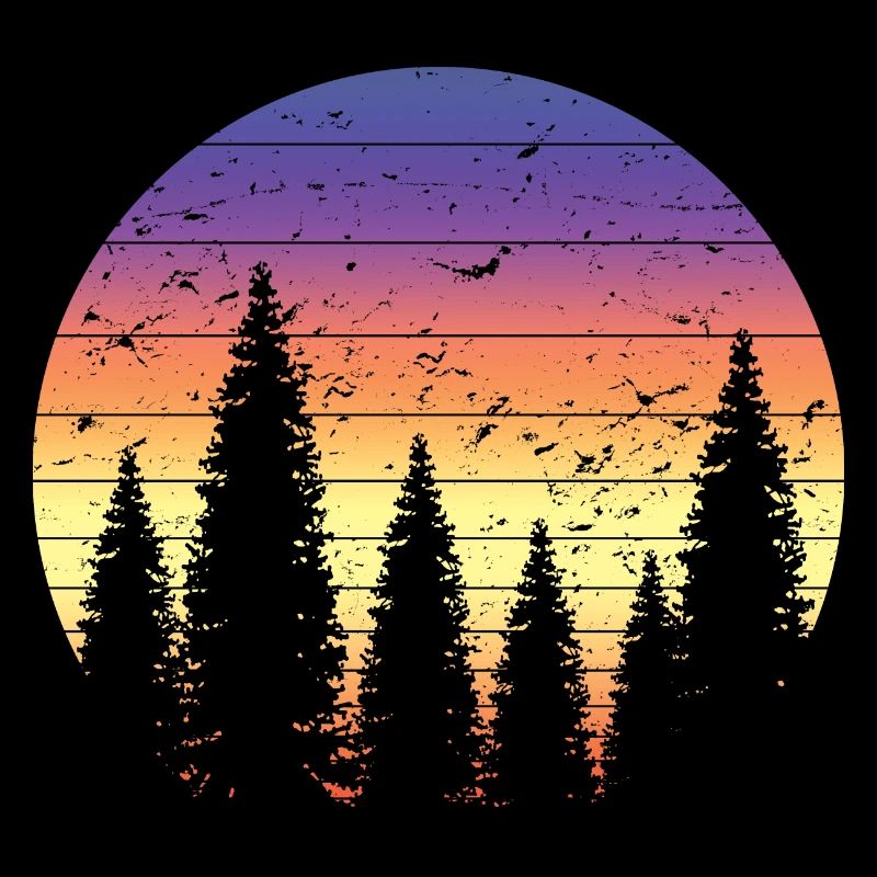 Retro Forest Mountains Wanderabenteuer Outdoor