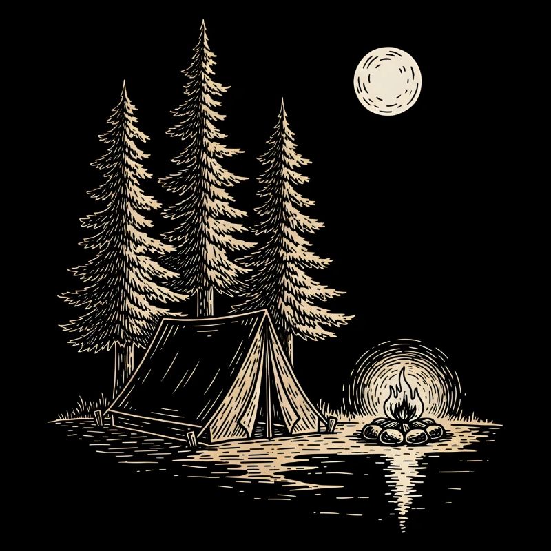 Night camp at the Seewald with tent