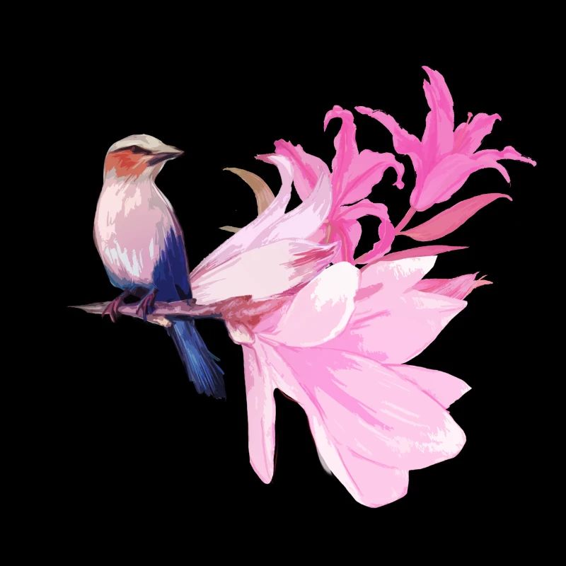 Oiseau avec des fleurs