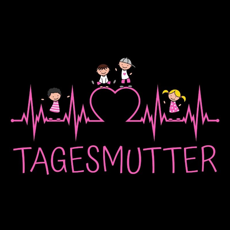 Tagesmutter Herzschlag mit Herz und Kindern pink