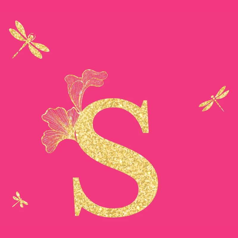 Buchstabe s Goldene Glitzer Libelle - Geschenkidee
