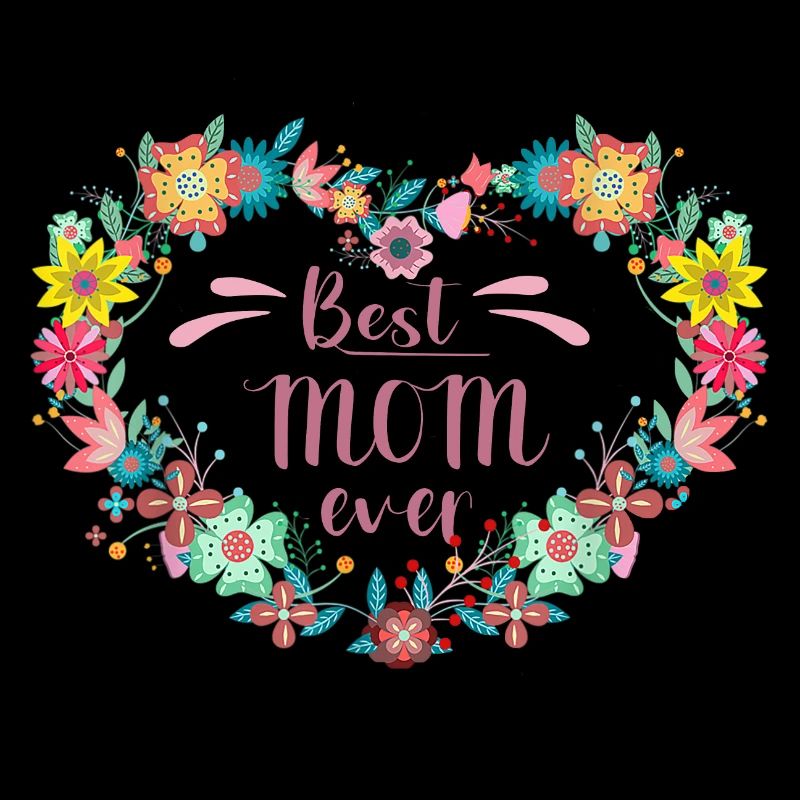 Best MOM ever Beste Mutter mit Herz aus Blumen