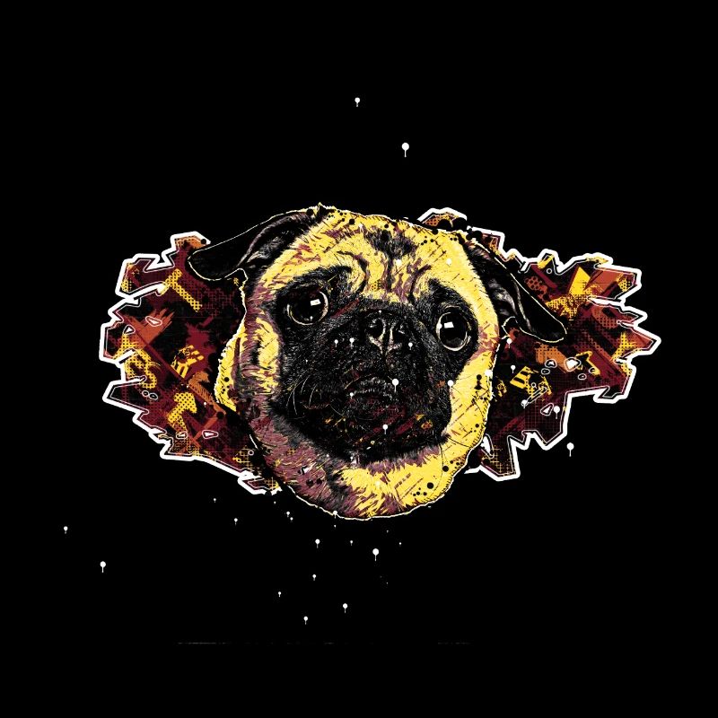 Pug's Head - In graffiti #4