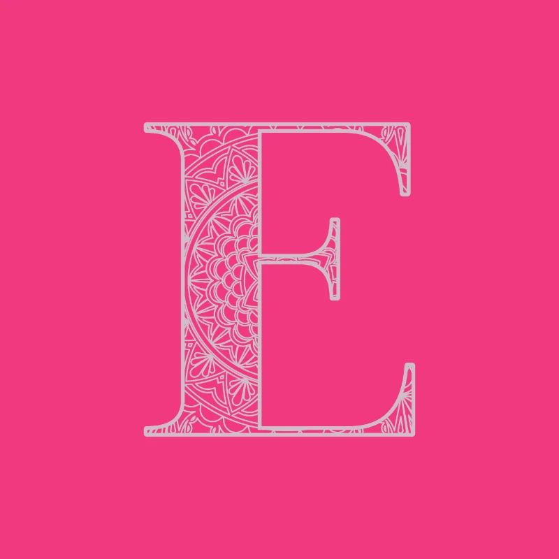 Mandala Monogram Initial in Dusky Pink - Letter E
