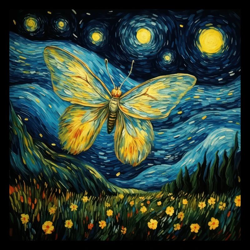 Moth, Van Gogh, Starry Night, Animal