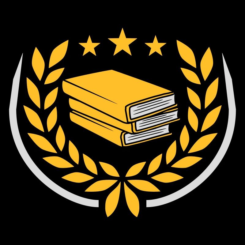 Laurel wreath stacked books stars
