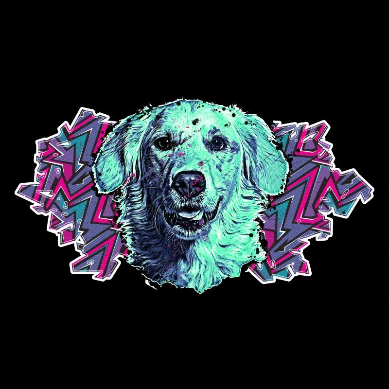 Golden Retriever's Head - In Graffiti #4