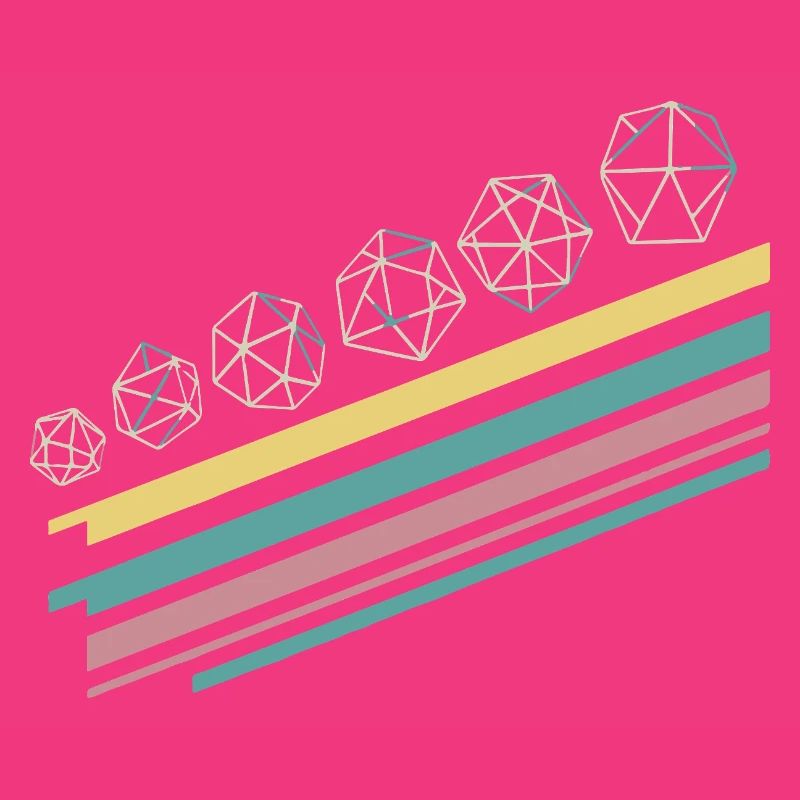 Retro Minimalist Polyhedral Dice Set Tabletop RPG