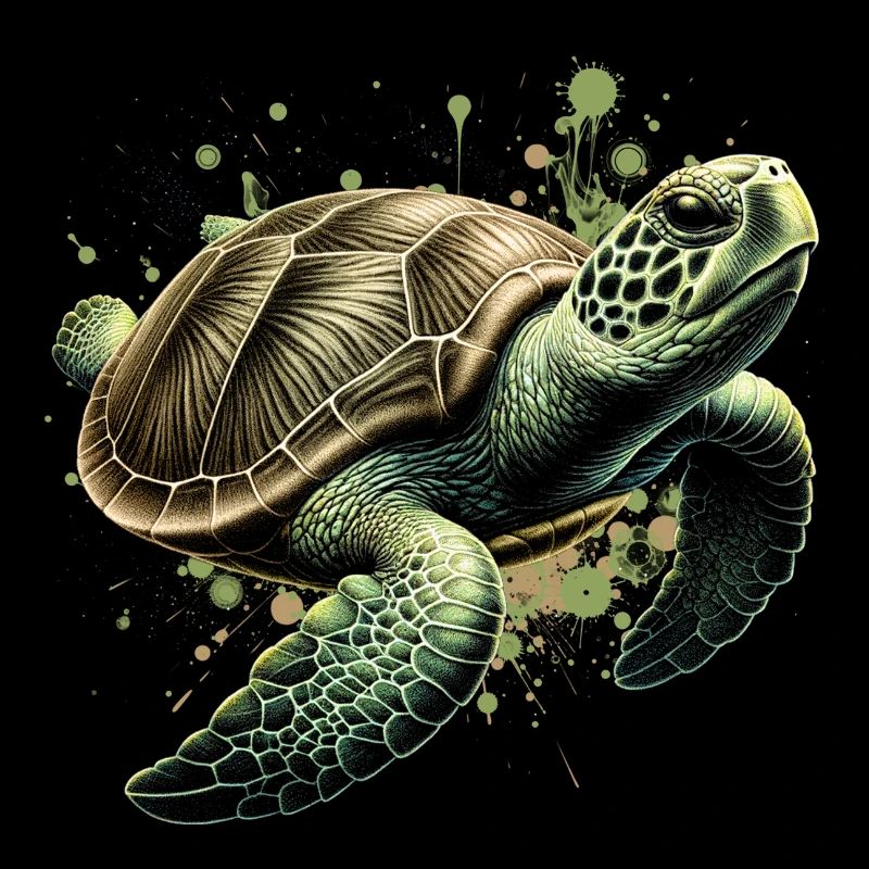 Cool turtle as a chic portrait