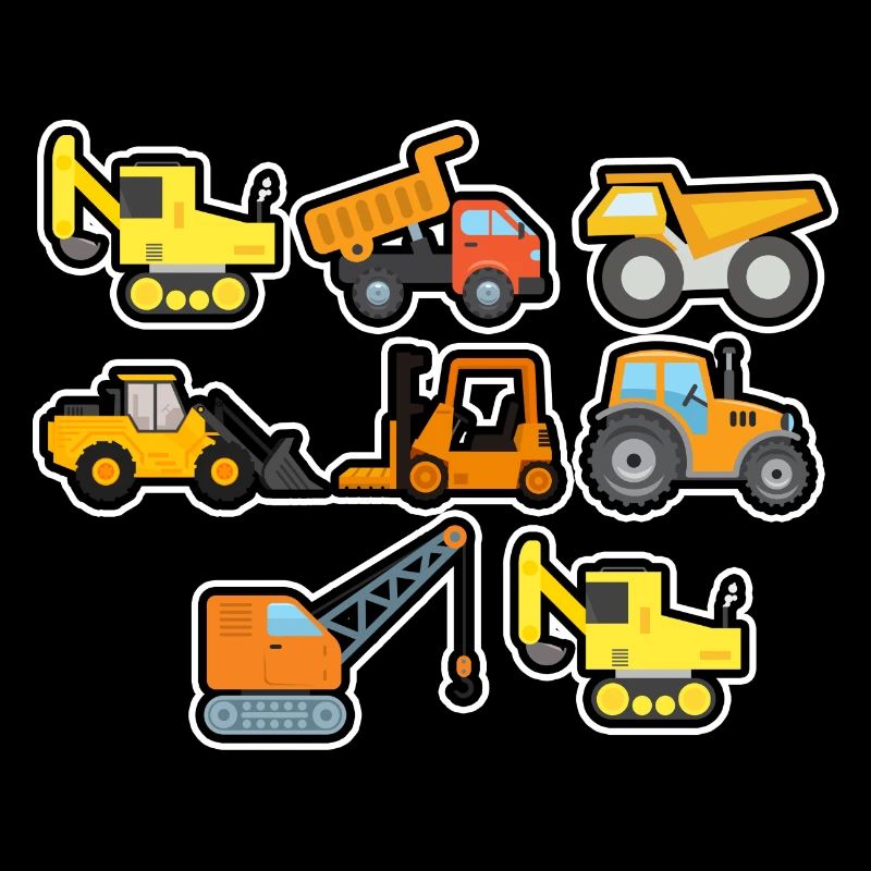 Excavatrice Chantier de construction Ouvrier de construction Camion de construction I Cadeau