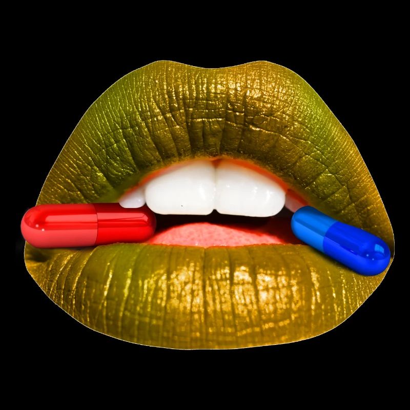 bouche Pilules Bleu et Rouge