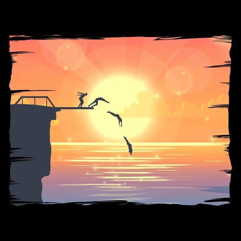 Retro Graphic Cliff Diver Cliff Diving Tombstoning