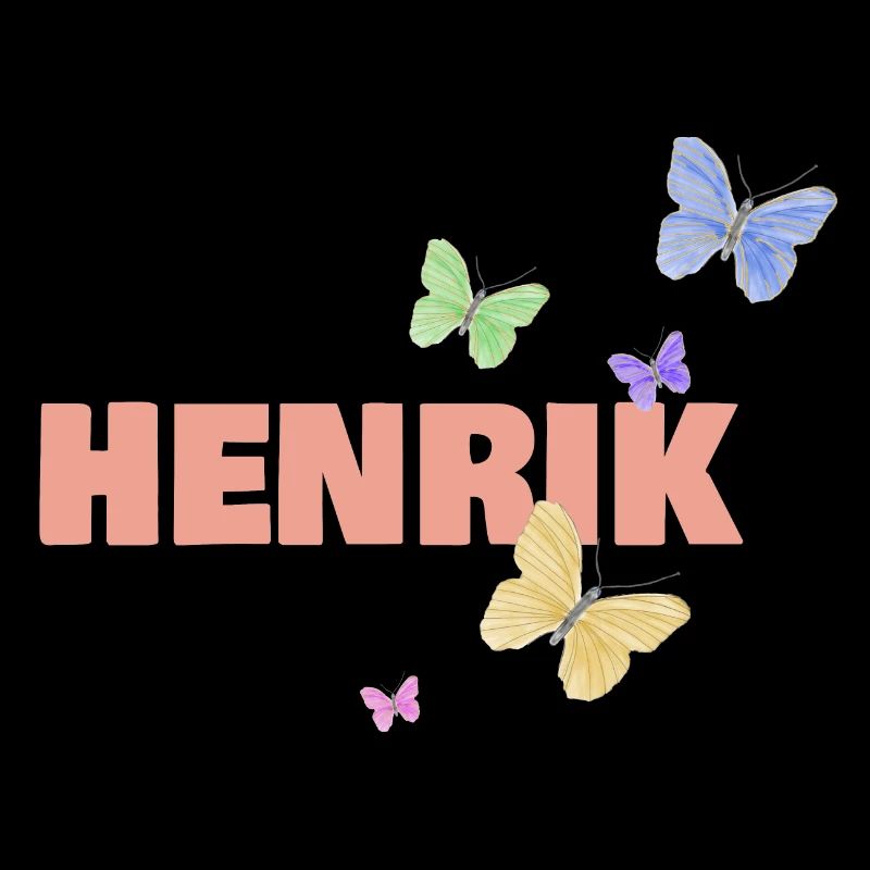 First name Henrik with butterflies