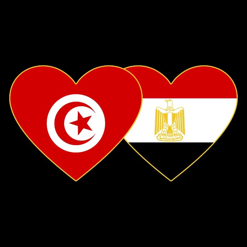 Tunisia Egypt Flag Heart