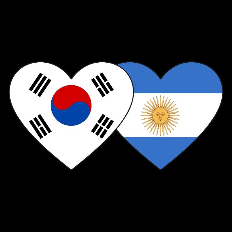 Corée du Sud Argentine Drapeau Coeur