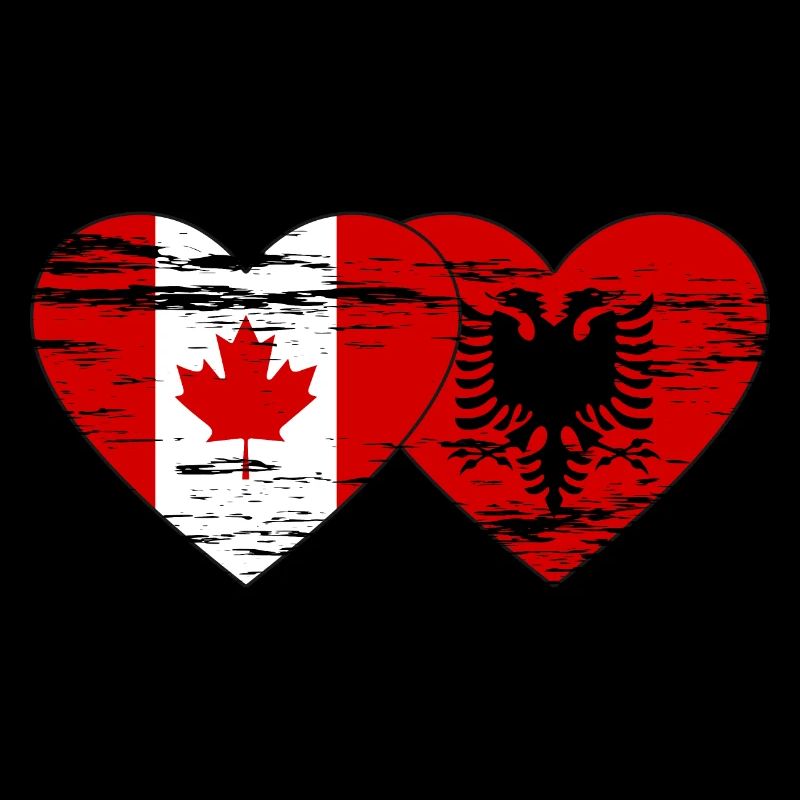 Canada Albanie drapeau coeur utilisé