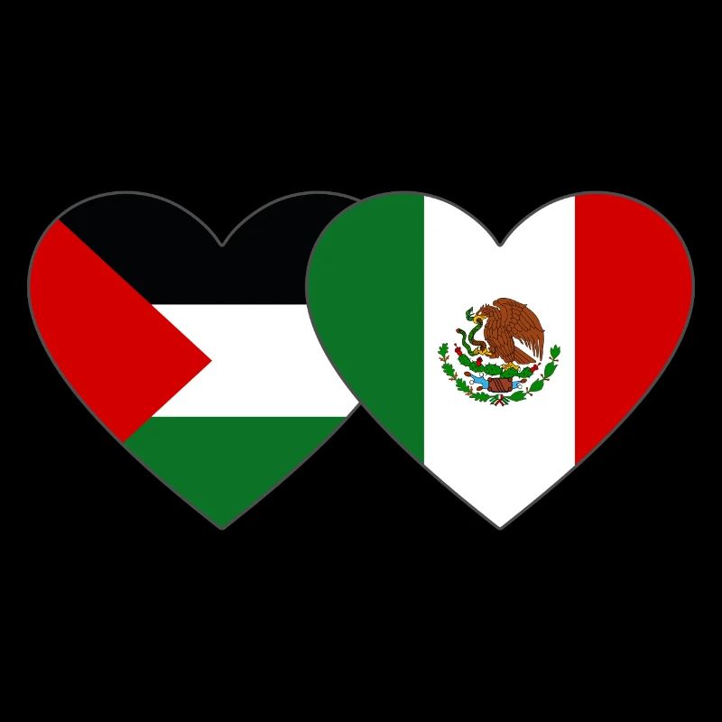 Palestine Mexique drapeau coeur utilisé