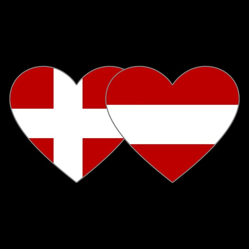 Denmark Austria Flag Heart