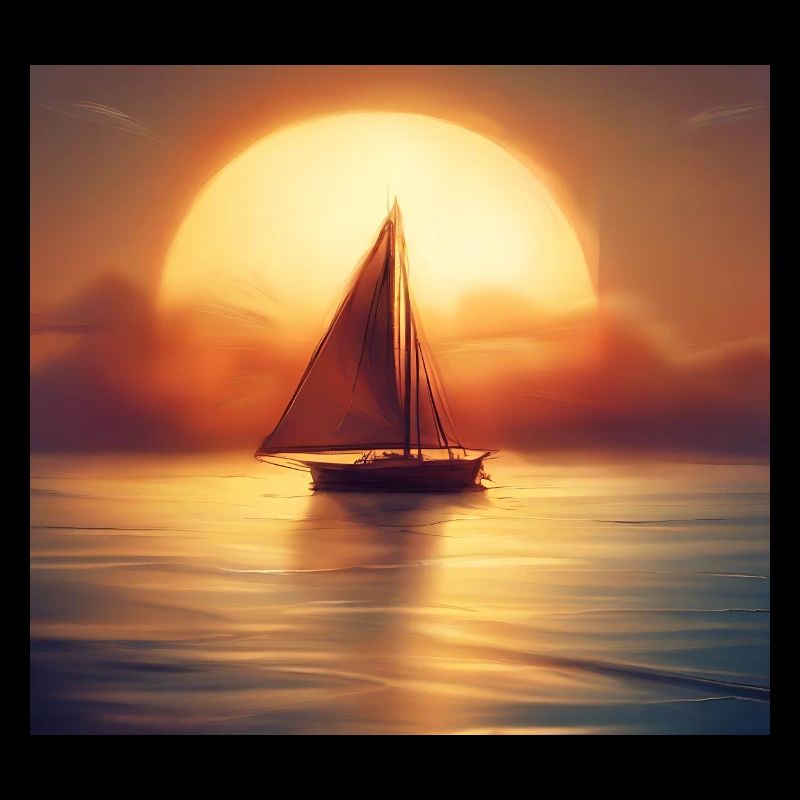 Sailboat at sunset - Square