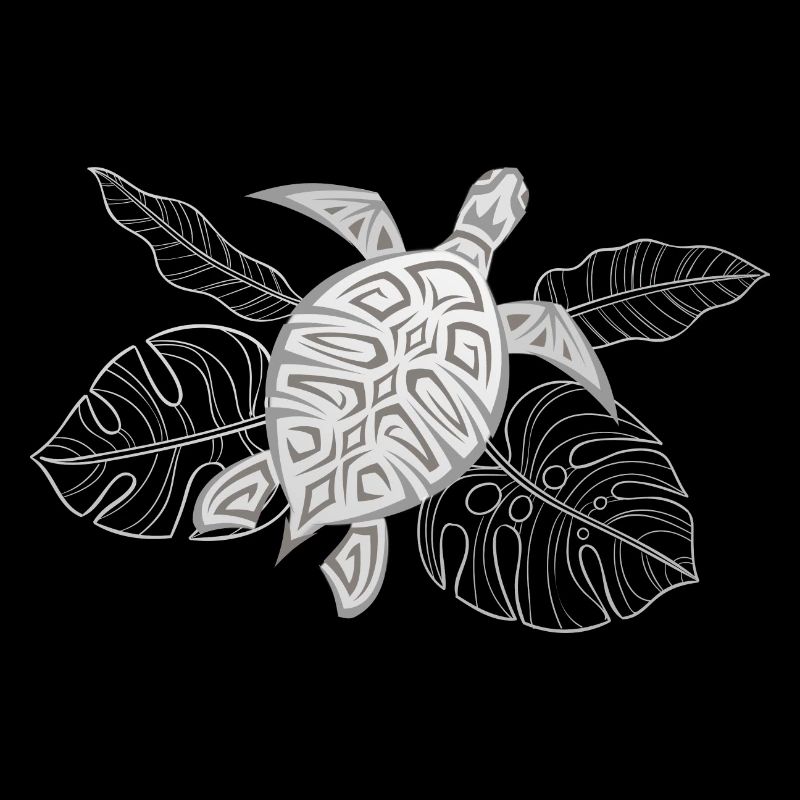 Turtle Grey Tropical Leaves
