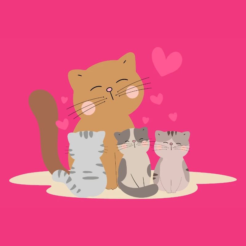 Chat de mère avec ses chatons avec tant d’amour !