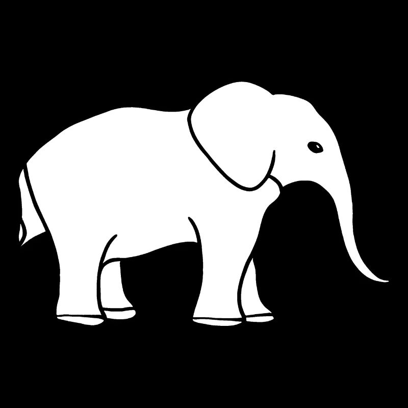 Minimalistic elephant fine line art on white