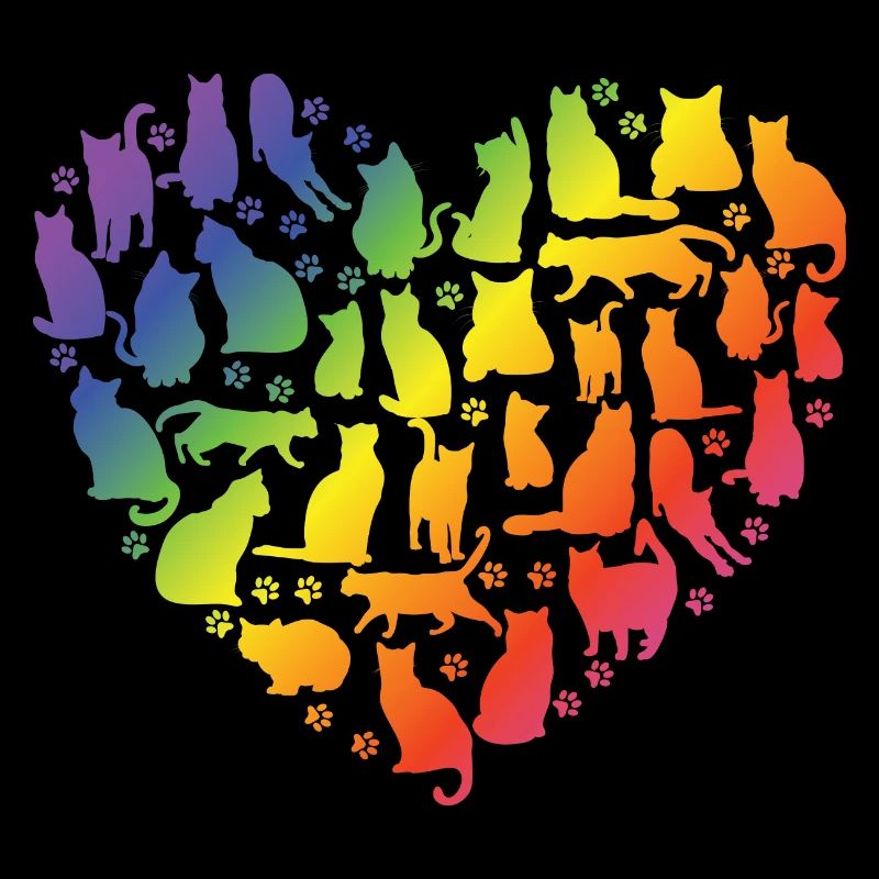 Herz aus Katzen - Regenbogen