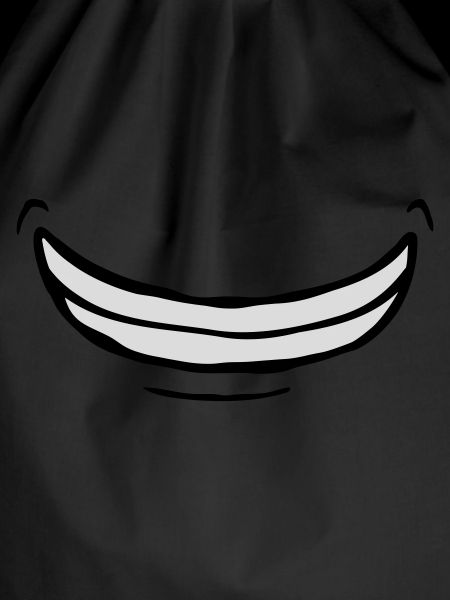 Wide exuberant comic grin