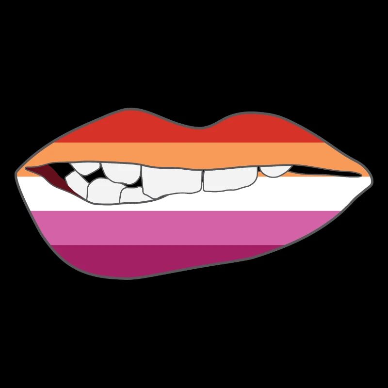 Biting Lips - Lesbian Flag
