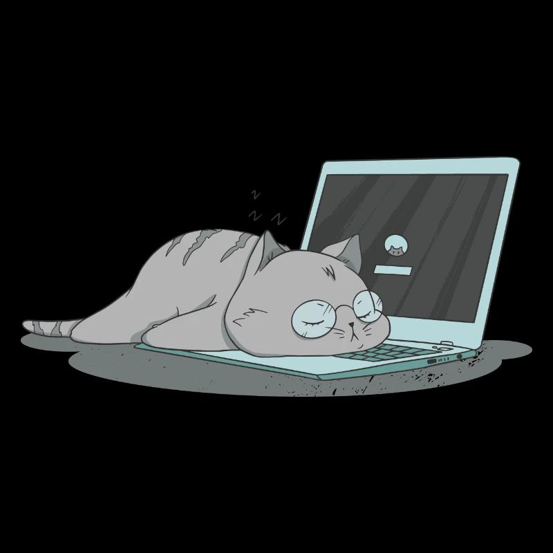 Sleeping cat home office