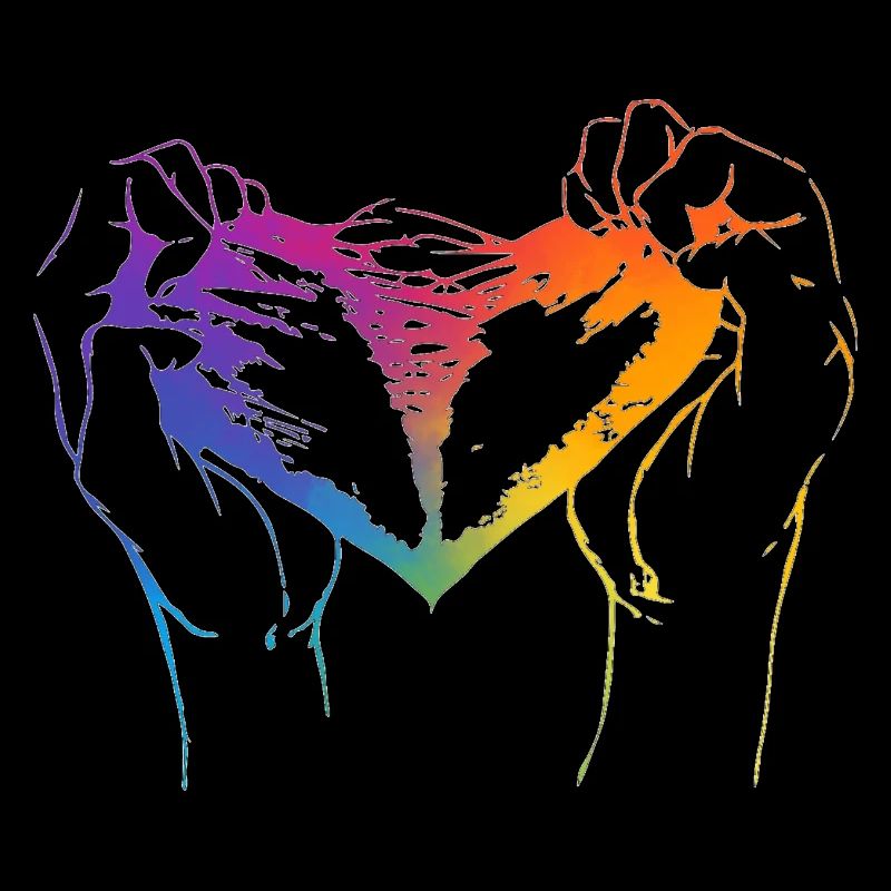 Heart ripped apart in rainbow colors for pride