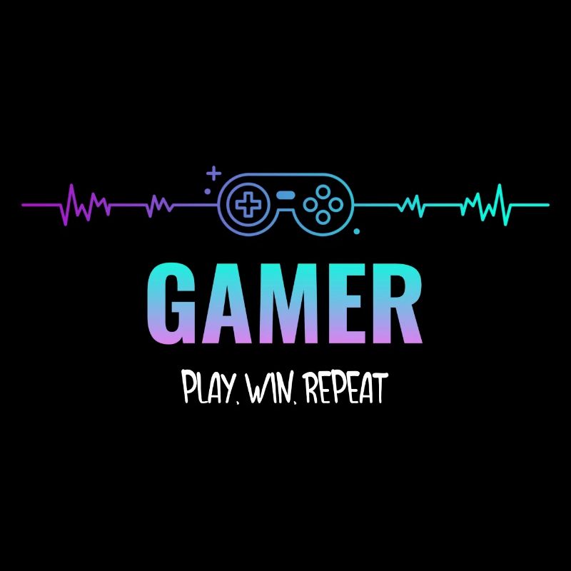 Gaming Play Win Repeat Gamer Gift Funny