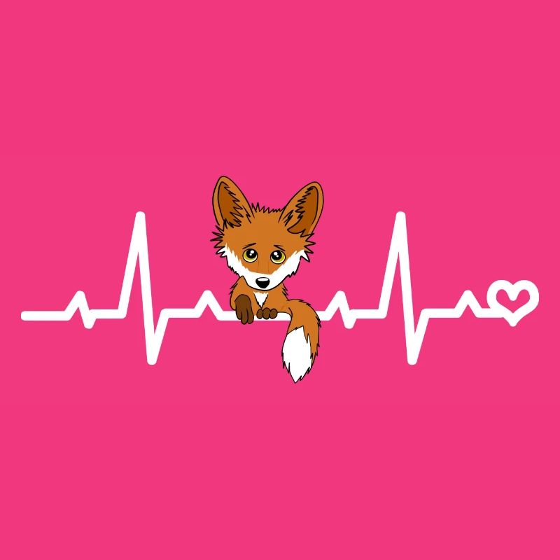 Fuchs EKG Herzschlag Liebe Herz Tiere Rotfuchs