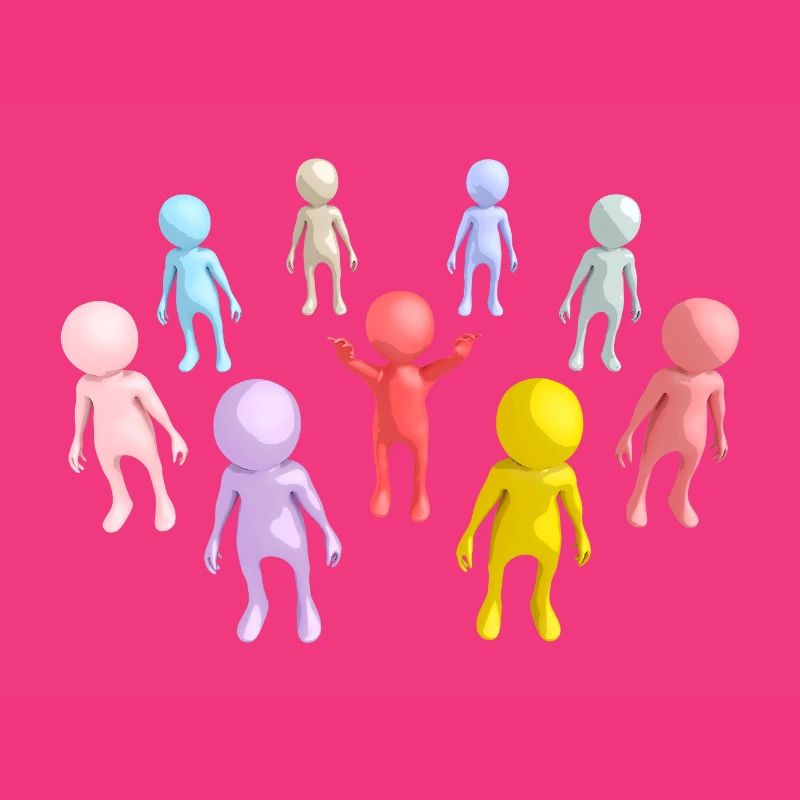 Group with 3D figures