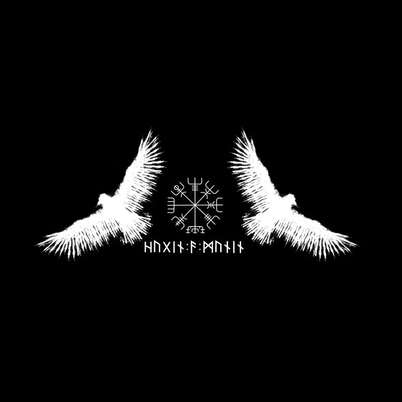 Hugin & Munin | Vegvisir | Odin's Ravens | White