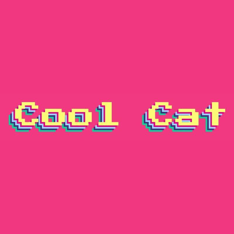 Cool Cat 90er Design Bunt 3D Pixel Art