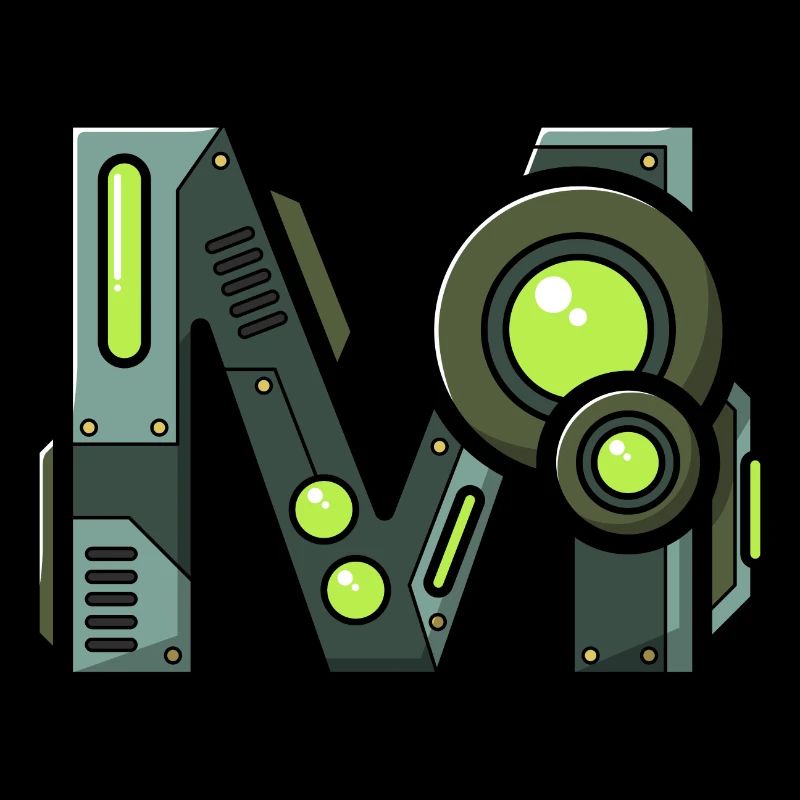 Buchstabe M Geschenk Name Roboter Technik nerd