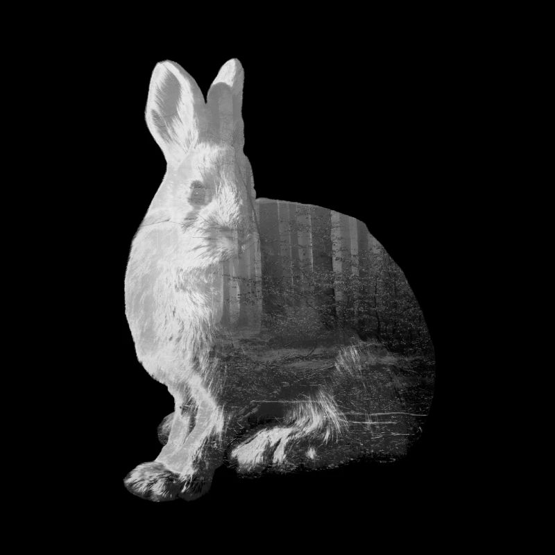 Lapin / Forêt / Lapin - Design Double Exposure