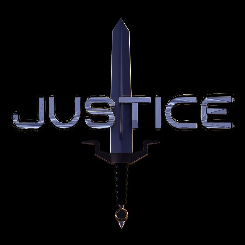Justice Metal Text with Sword