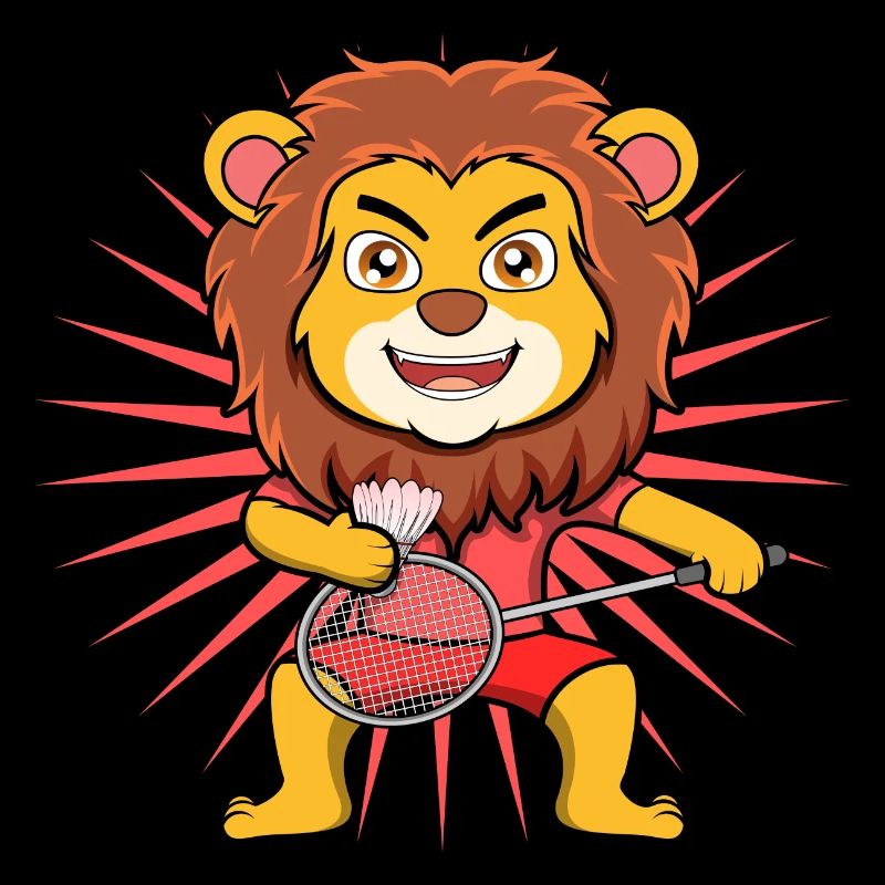 Netter Löwe, Badmintonspieler, ironischer