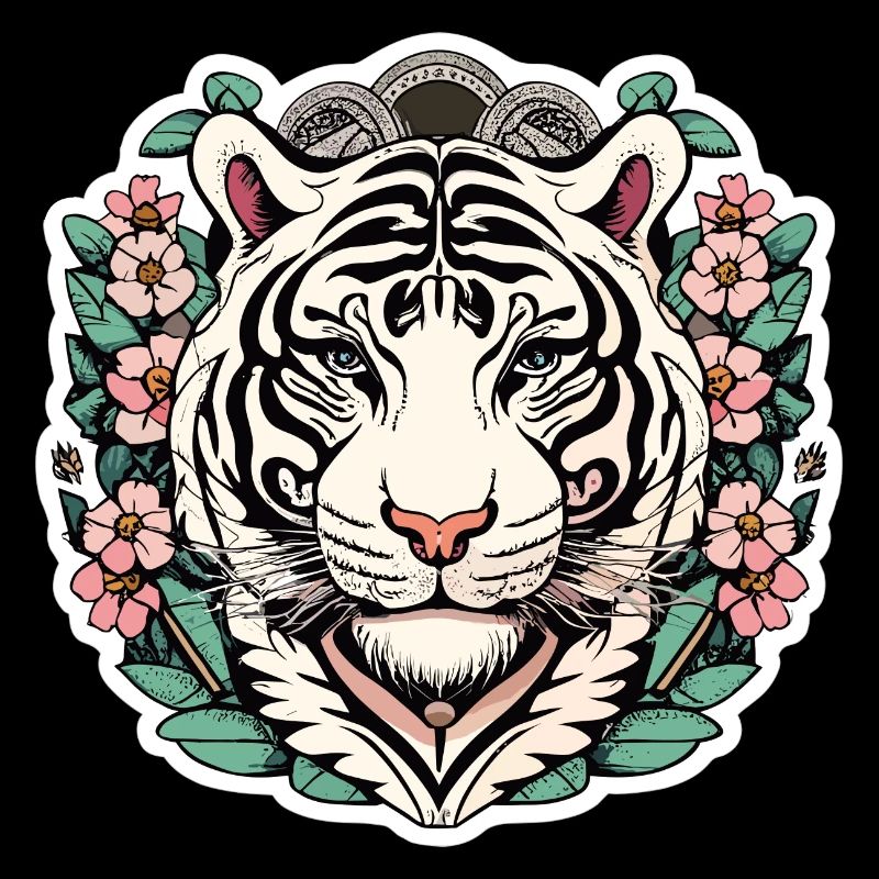 Tiger mit japanischen Kirschblüten Blüten Geschenk