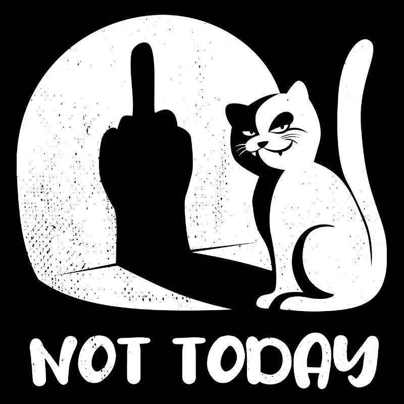 Not today - Cat - Middle Finger - Saying