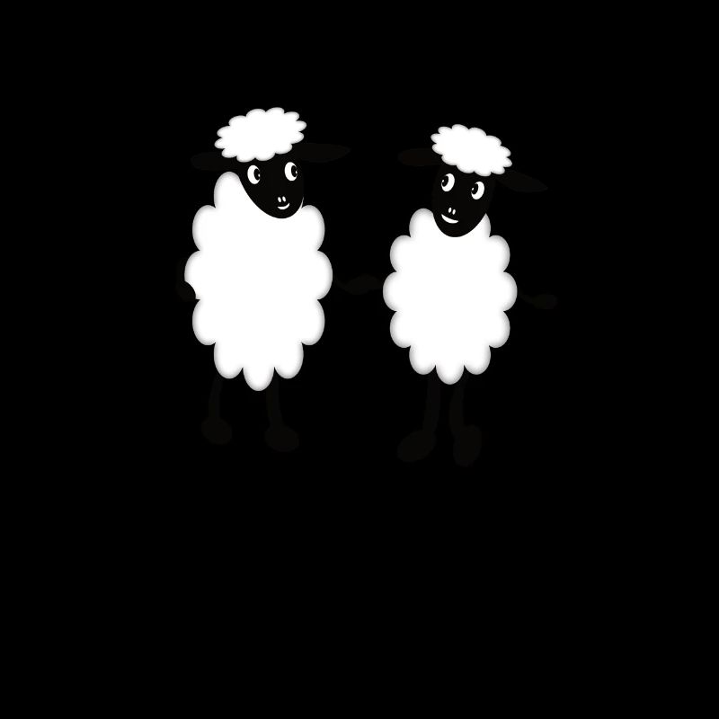 Two cute sheep holding hands