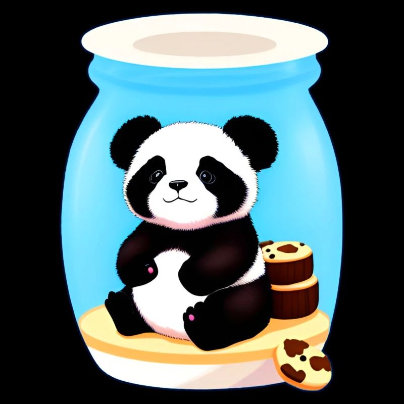 Cute little panda bear with biscuits